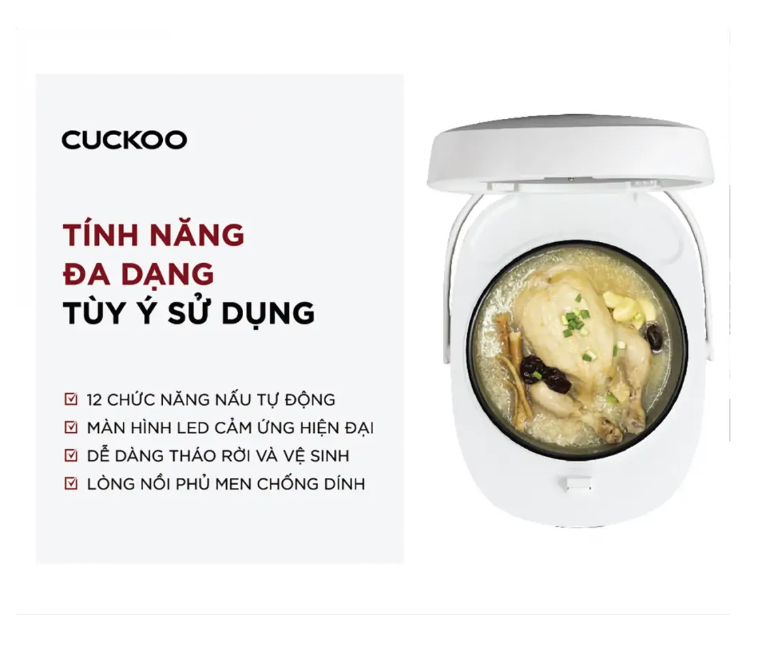 Nồi cơm điện tử 1.08L Cuckoo CR-0690F/SIWH - Màu trắng, Công suất 600W, 12 menu - Hàng chính hãng - Bảo hành 24 tháng
