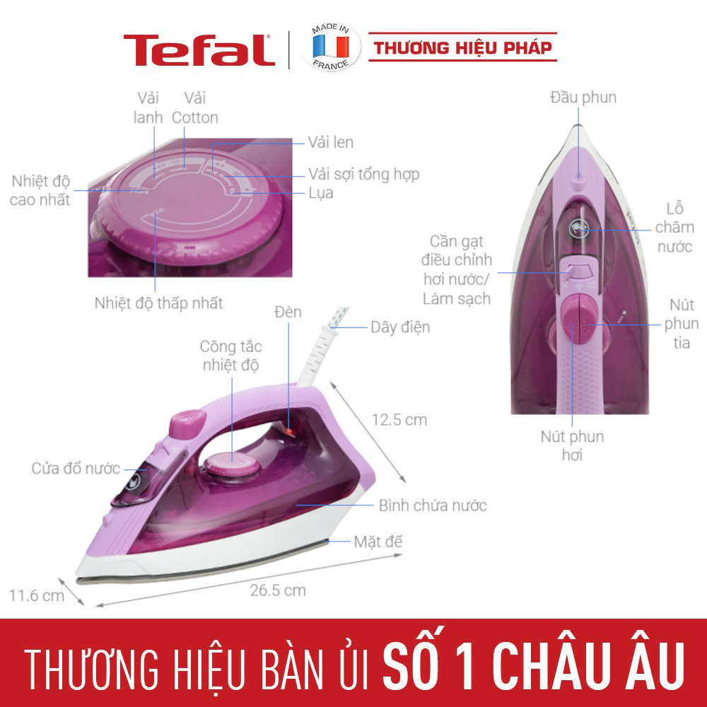 Bàn ủi hơi nước Tefal Easy Steam FV1955E0 - Hàng chính hãng