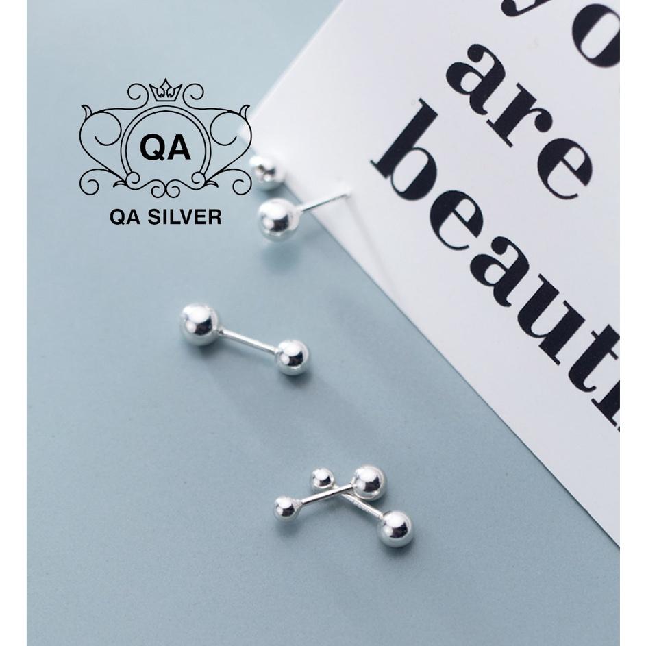 Khuyên tai bạc 925 bi chốt vặn bông nam nữ tối giản S925 MINIMAL Silver Earrings QA SILVER EA220401