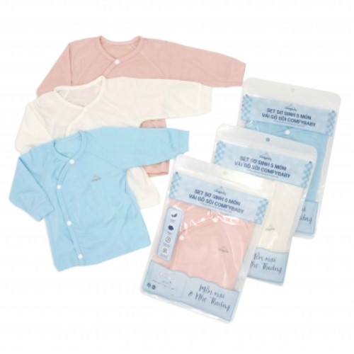 Set 5 Món Quần Áo Sơ Sinh Eco ComfyBaby Cài Chéo Dành Cho Bé Từ 0-3 Tháng tuổi - (Giao màu Ngẫu Nhiên)