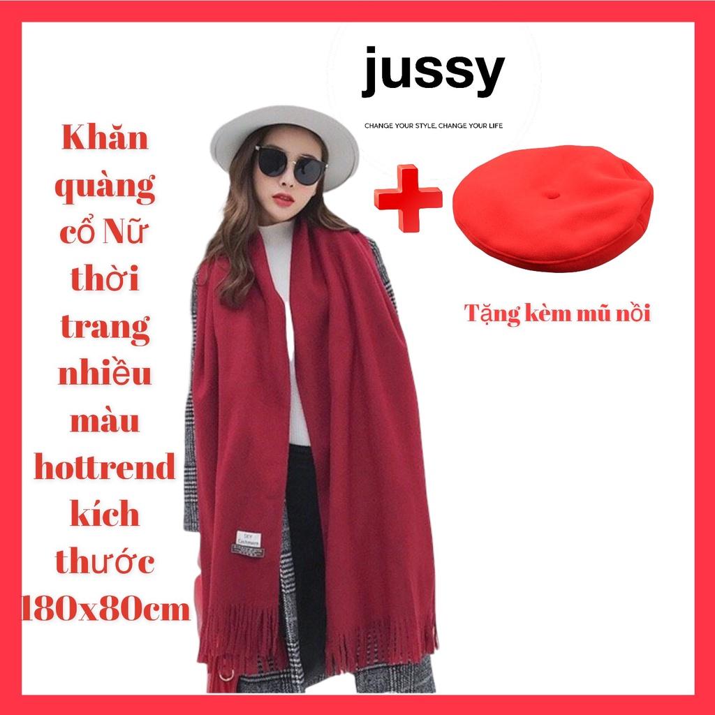 Khăn Quàng Cổ Nữ Jussy Fashion Chất Khăn Choàng Cổ Len Cashmere Dày Mịn Nhiều Màu Kích Thước 180x80cm