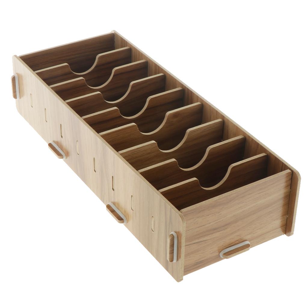 6X Wooden Card Holder, Card Case Storage Box Organizer for Office Cherry Wood