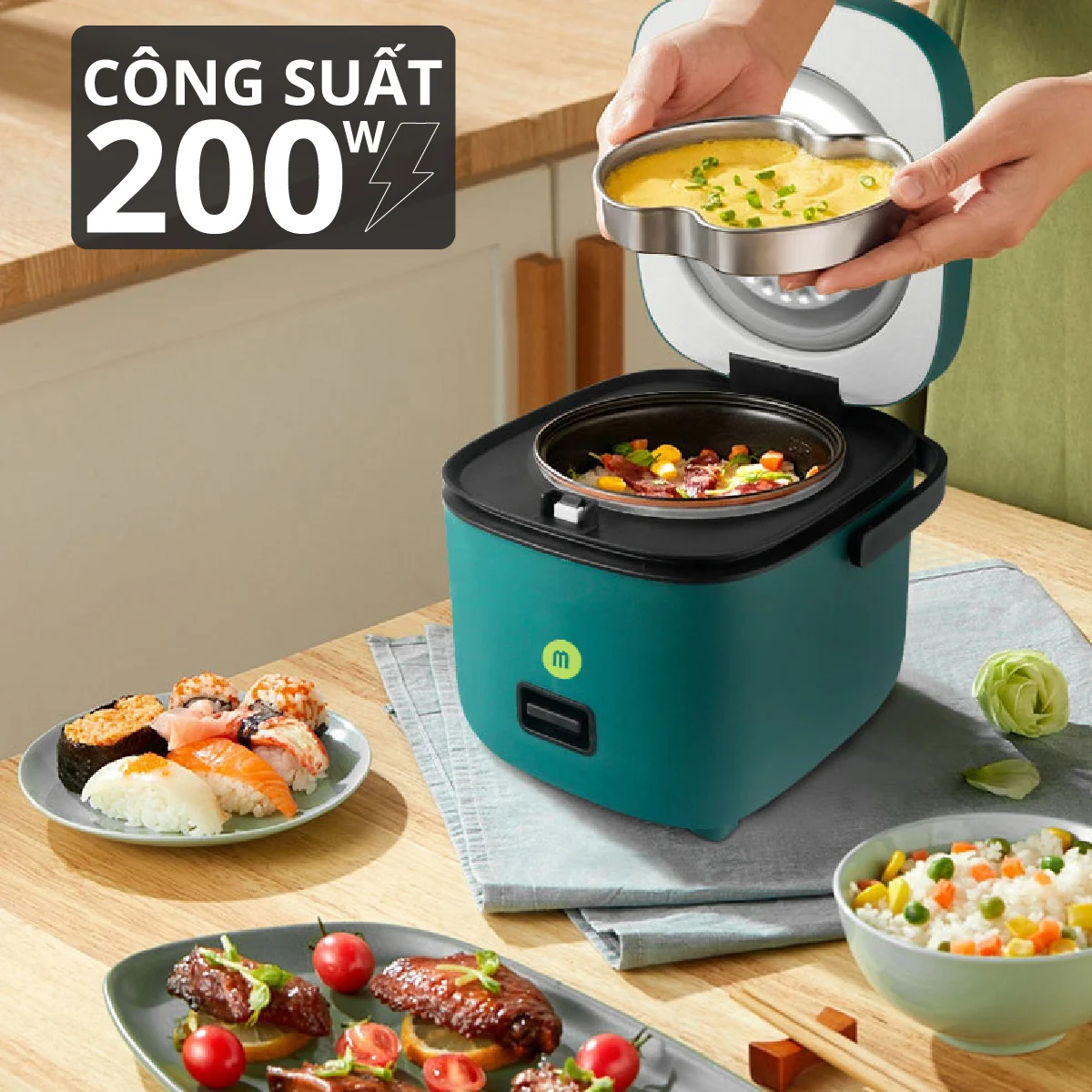 Nồi Cơm Điện Mini Mishio MK265 0.8 Lít - Hàng chính hãng