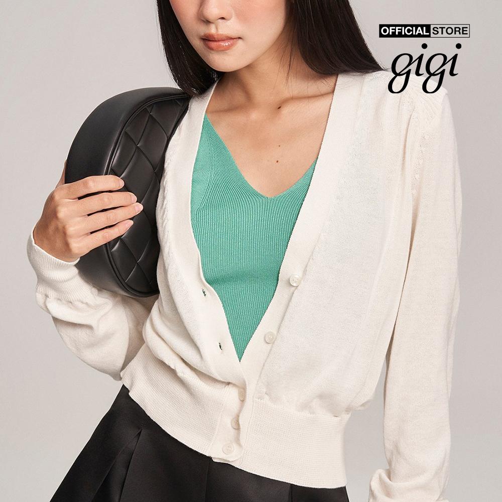 GIGI - Áo khoác cardigan nữ cổ V tay dài bo gấu G1302K222721