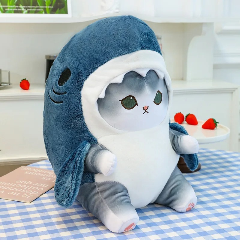 Thú nhồi bông mèo nốt cá mập đáng yêu - Size từ 33cm đến 40cm - Quà tặng gấu bông mèo cá mập đáng yêu