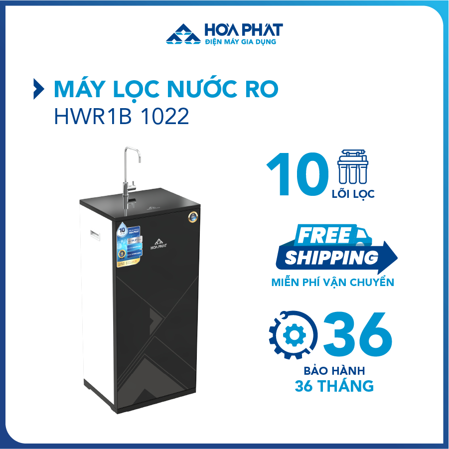 Máy lọc nước RO tủ đứng 10 lõi Hòa Phát HWR1B1022 hiện đại uống trực tiếp tại vòi - Bảo hành 36 tháng - Hàng chính hãng