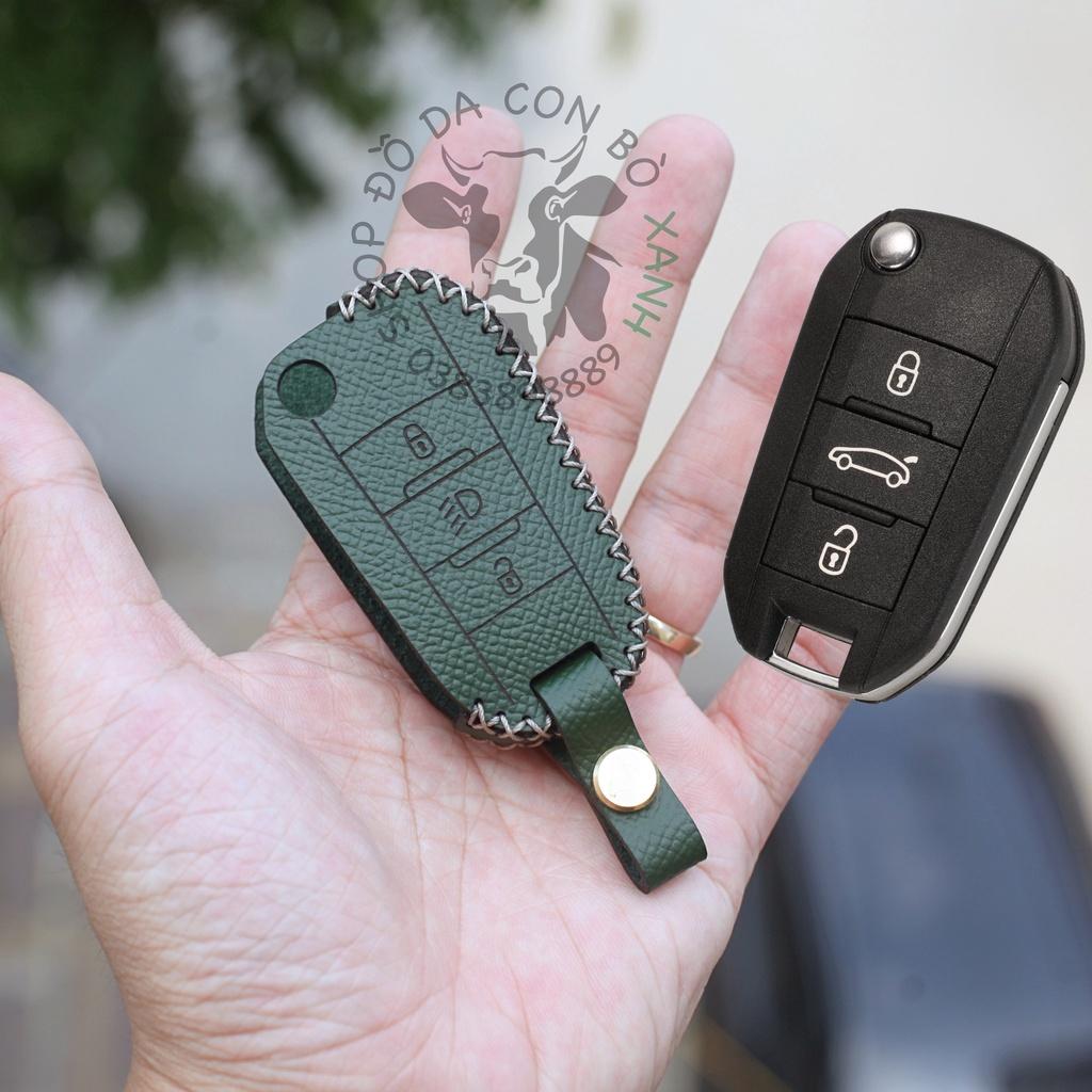 Bao da dành cho Chìa Khoá Peugeot 208, 308, 508 chìa gập Handmade Da Thật 002