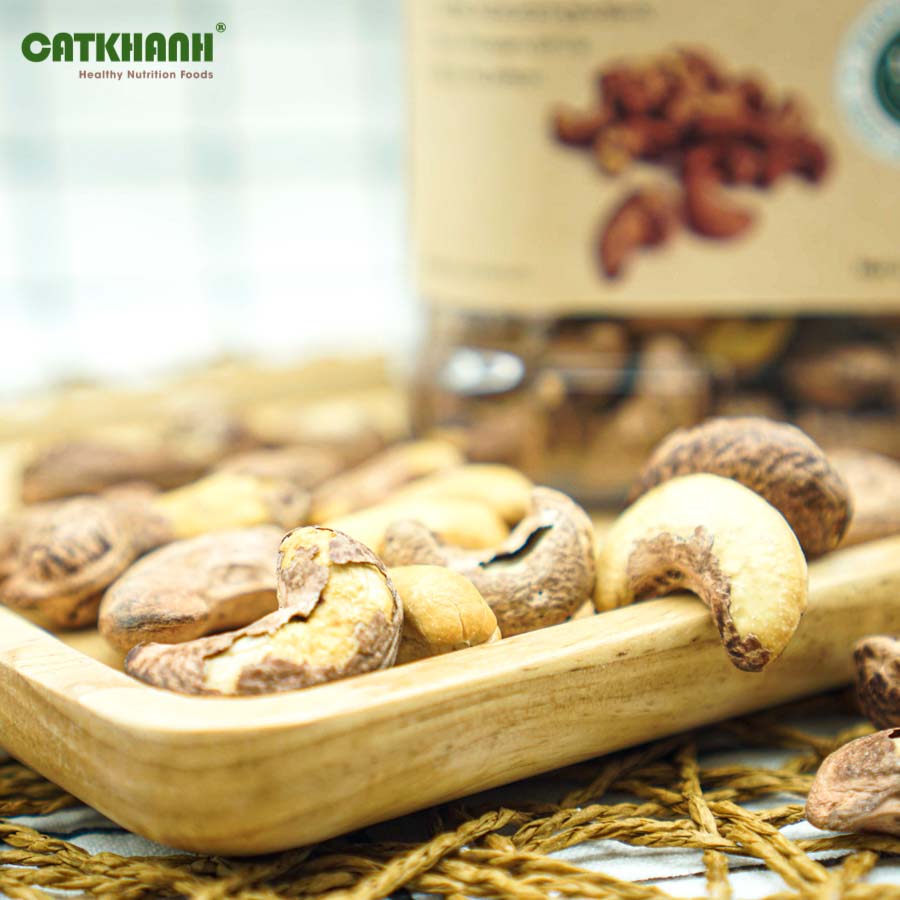 Hạt điều rang muối vỏ lụa Cát Khánh hủ 180gr