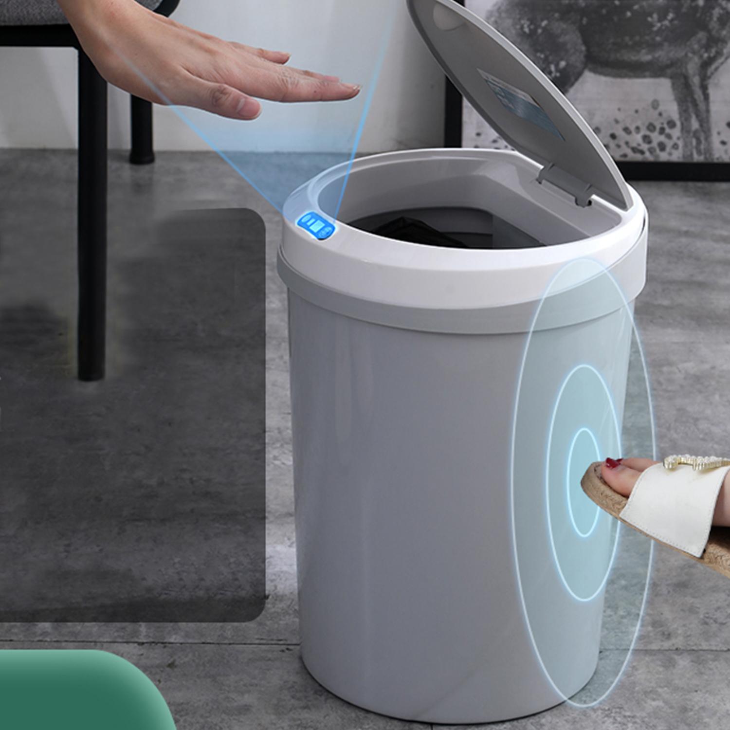 Thùng rác cảm ứng Knock, Thùng rác tự động Cảm biến chuyển động hồng ngoại có nắp đậy cho nhà bếp dung tích 12L