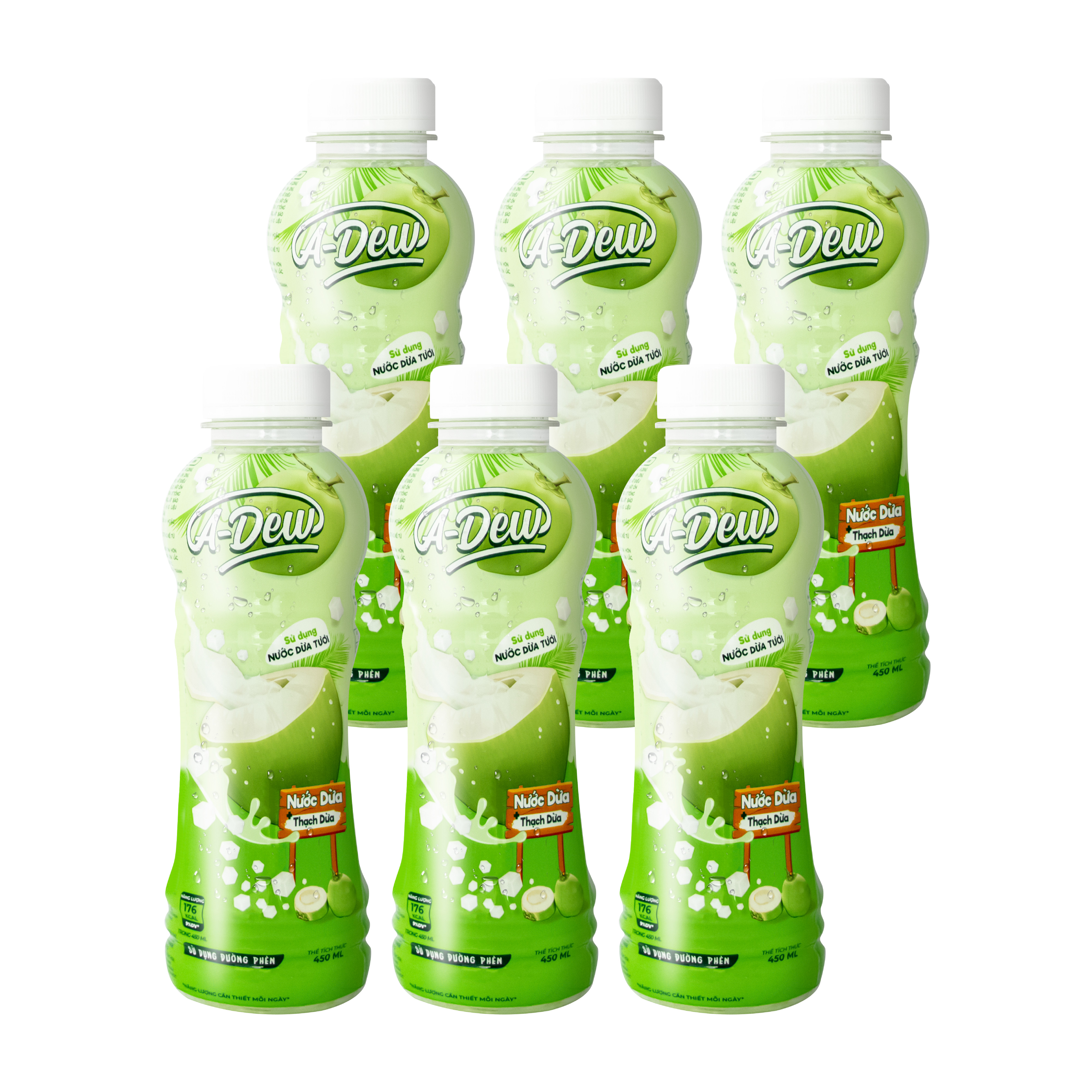 Nước Dừa Thạch Dừa A-Dew Chai 450ml - Thùng 24 Chai