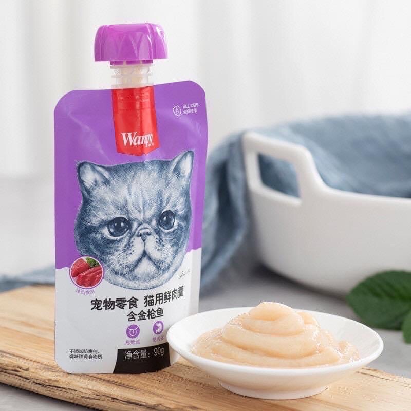 Súp thưởng Wanpy cho mèo nắp vặn 90g, pate cho mèo mọi lứa tuổi