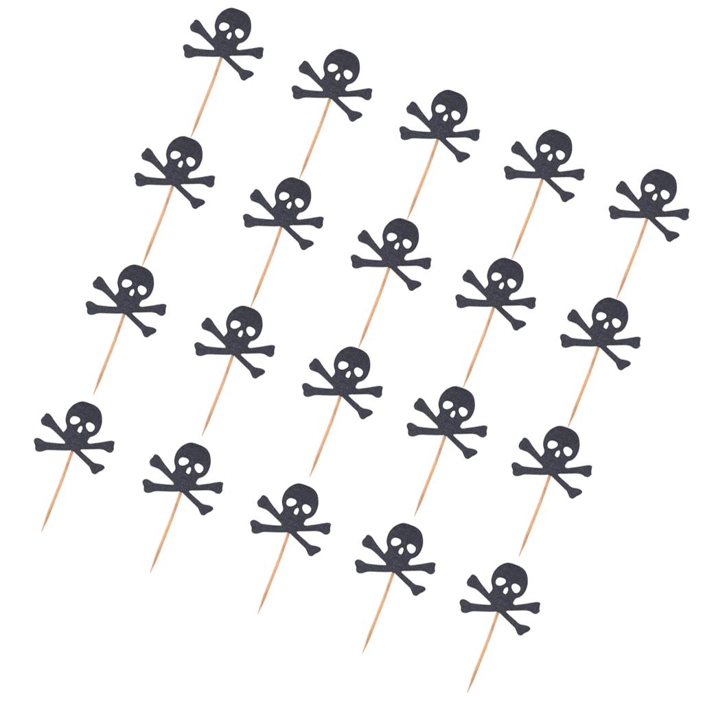 2xHalloween cake Cupcake toppers Food Sticks Cake Centerpieces Black