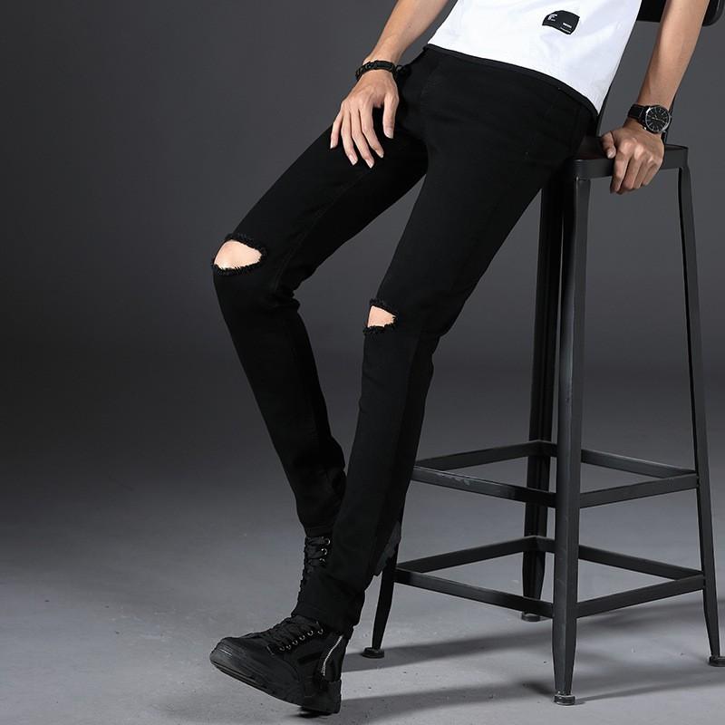 Quần Bò Nam Đen Trơn Skinny Ôm Body Chất Co Giãn SZone SQ602A - Quần Jean Skinny