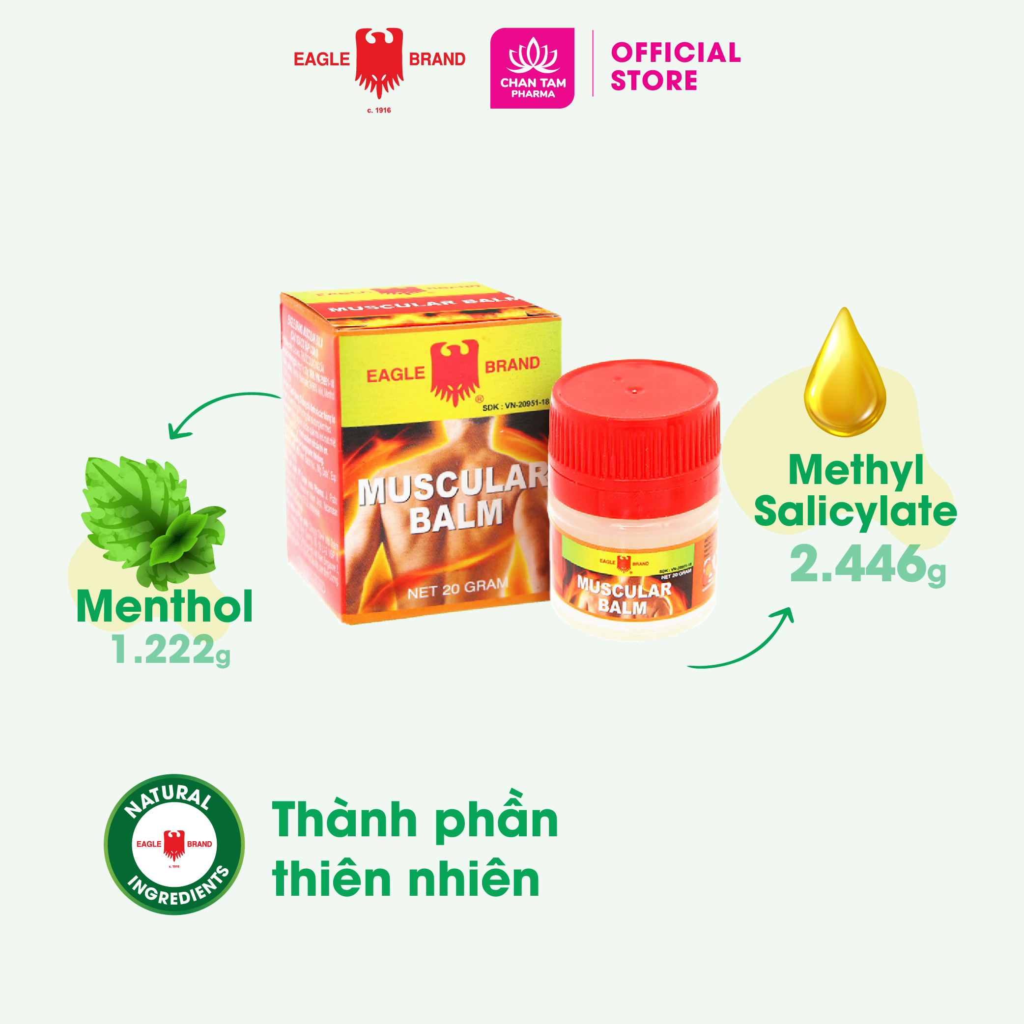 COMBO 3 LỌ 20G - Cao Xoa Cơ Bắp Con Ó - Muscular Balm 20G