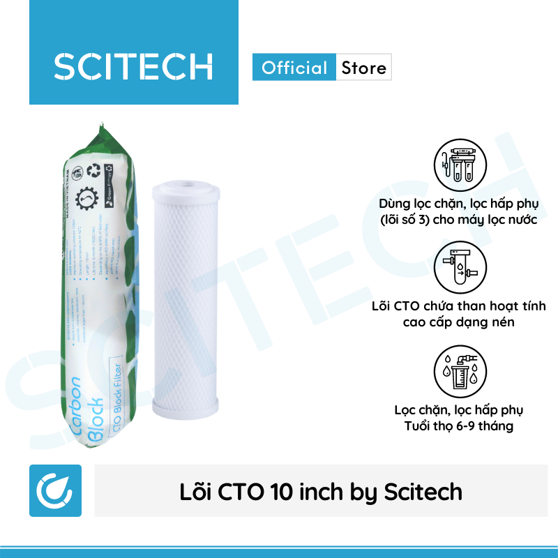 Bộ lõi số 1,2,3 10 inch by Scitech - Dùng cho máy lọc nước RO, bộ lọc thô - Hàng chính hãng