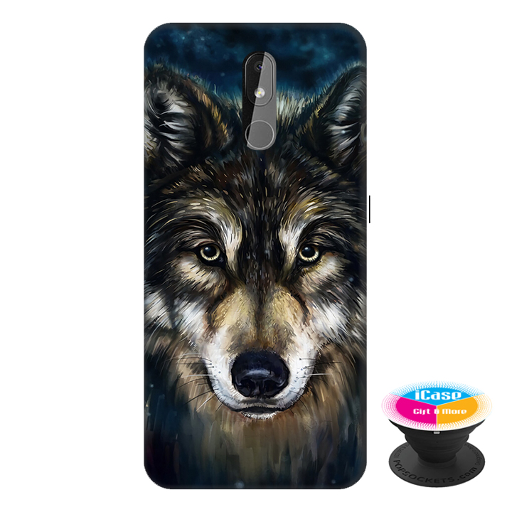 Ốp lưng điện thoại Nokia 3.2 hình Chó Sói Mẫu 2 tặng kèm giá đỡ điện thoại iCase xinh xắn - Hàng chính hãng