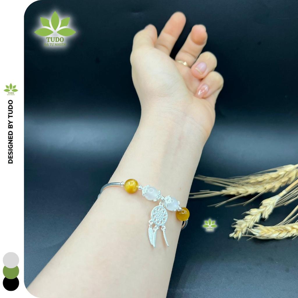 Vòng Tay Nữ Đẹp - Vòng Phong Thủy Mệnh Kim Charm Dreamcatcher TUDO VCBMHVT VCBMOON B3K640 AG925