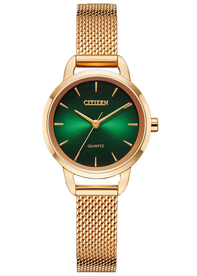 Đồng Hồ Nữ Citizen Pin  EQ3003-50W  - Dây Kim Loại - Kính Khoáng - Mặt Xanh