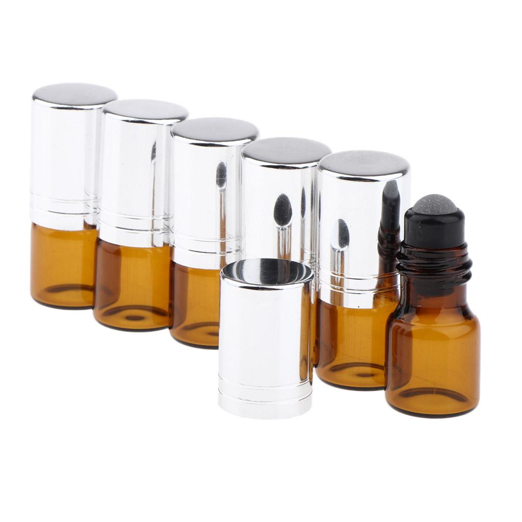 6x 2mL Empty Roller Bottle w/ Glass Ball for Essential Oils