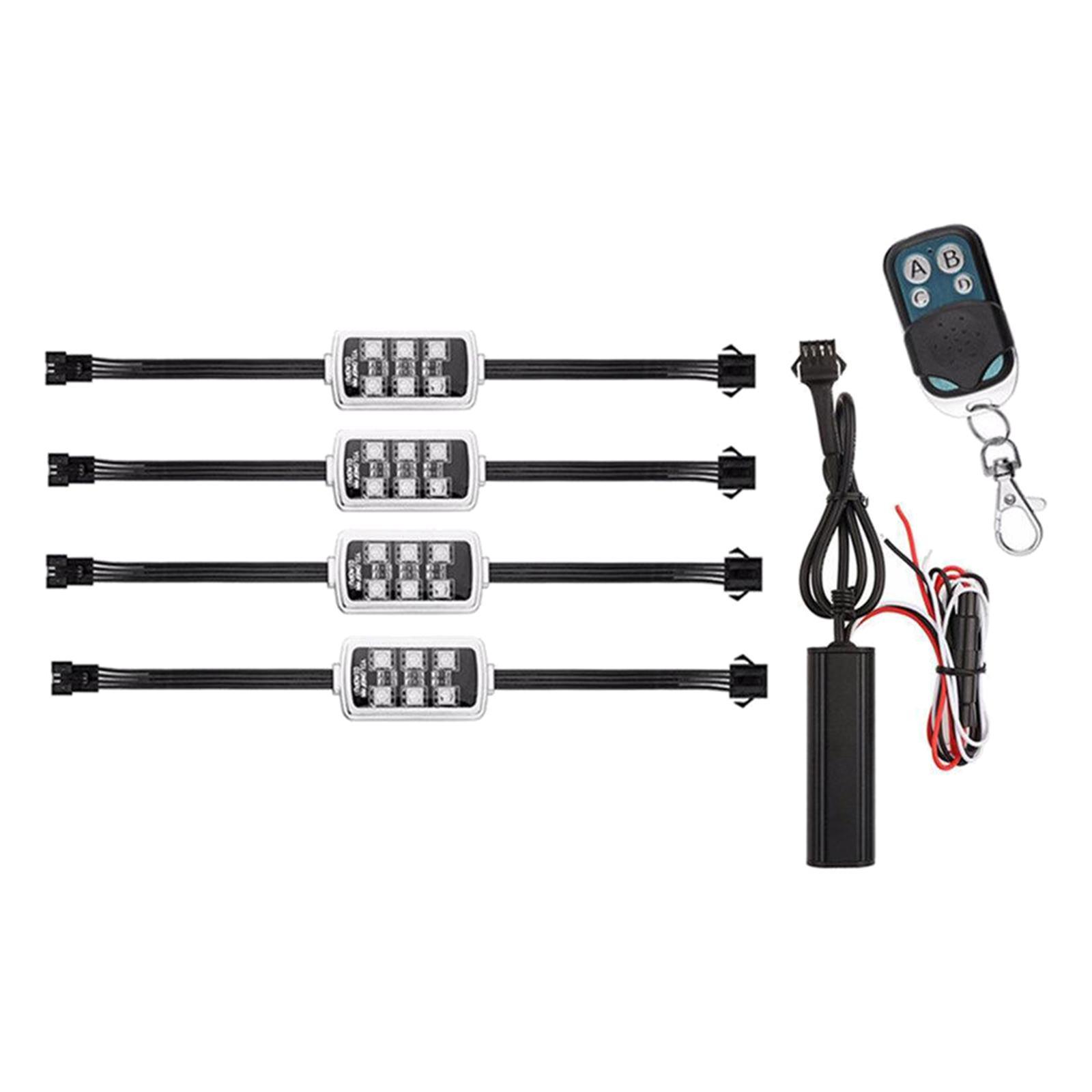 Remote RGB LED Car Interior Brake Lights Strip Lamp Bulb  4x