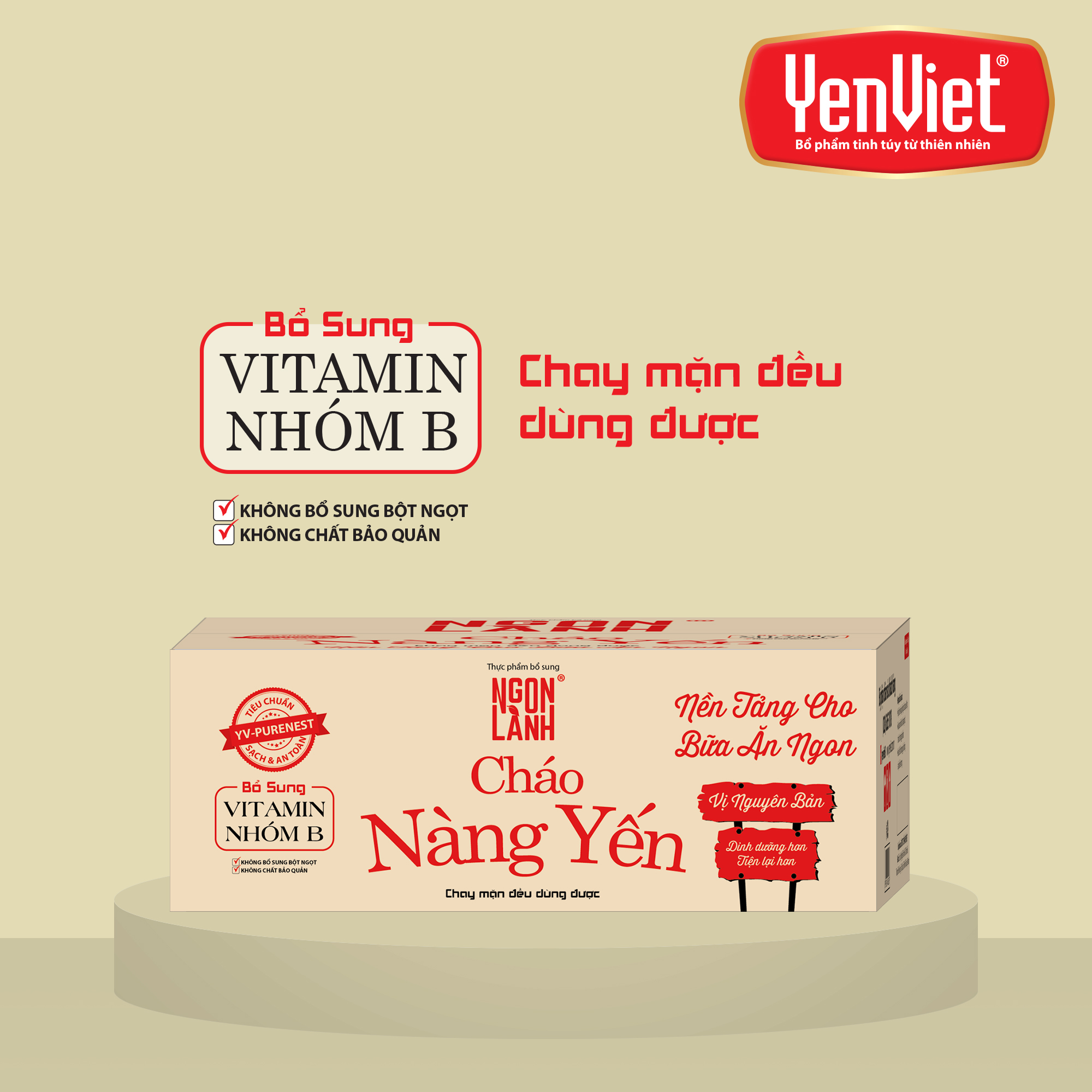 Yến Việt - Cháo Nàng Yến, bổ sung chất xơ, vitamin B, không bột ngọt, chất bảo quản thùng 30 gói x 50g