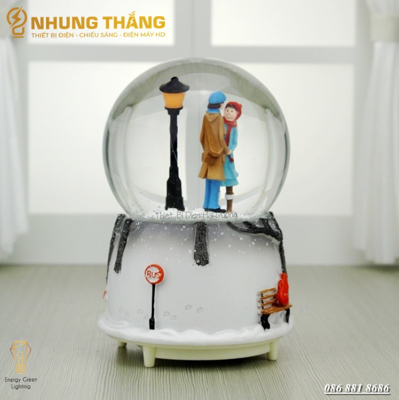 Quả Cầu Tuyết Phát Nhạc Đôi Tình Nhân Ngồi Thuyền Lãng Mạn - Quà Tặng Ý Nghĩa Tình yêu Tỏ tình