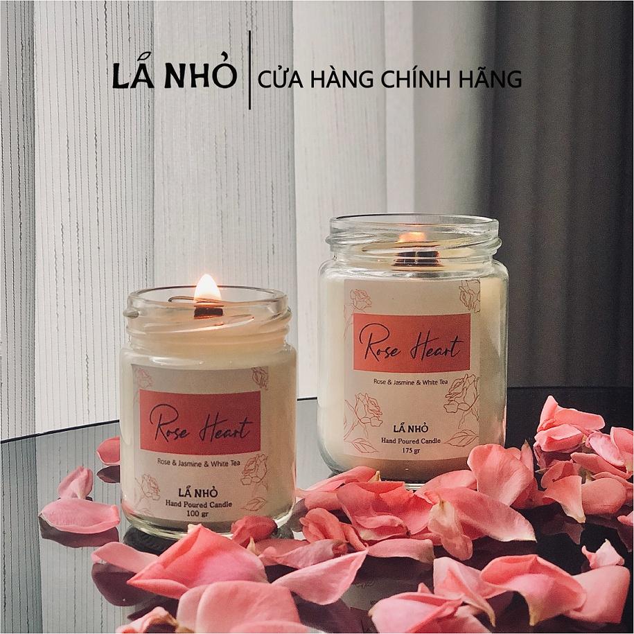 Nến thơm LÁ NHỎ Rose Heart (Hoa Hồng + Hoa Nhài + Trà Trắng) Quyến rũ Tinh tế