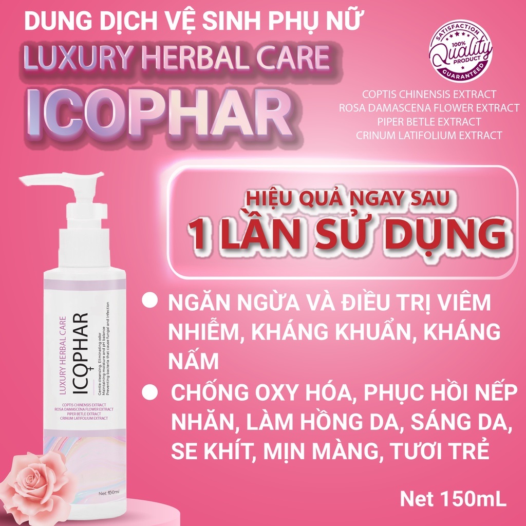 Dung dịch vệ sinh phụ nữ LUXURY HERBAL CARE ICOPHAR - Đánh bay viêm nhiễm, chống vi khuẩn, mang lại hương thơm tươi mát