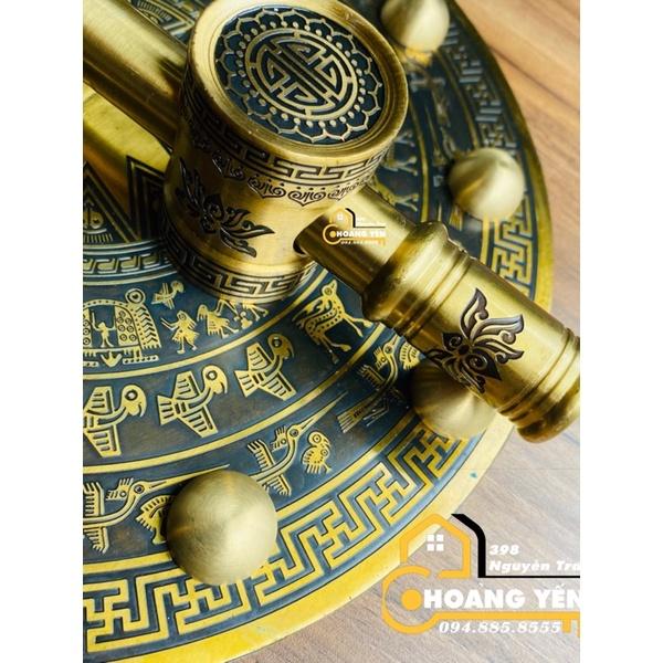 Bộ chùy đồng hoa văn mặt trống đồng Đông Sơn, Khoá truỳ đồng cửa cổng cỡ 20,25,30cm - MÀU RÊU