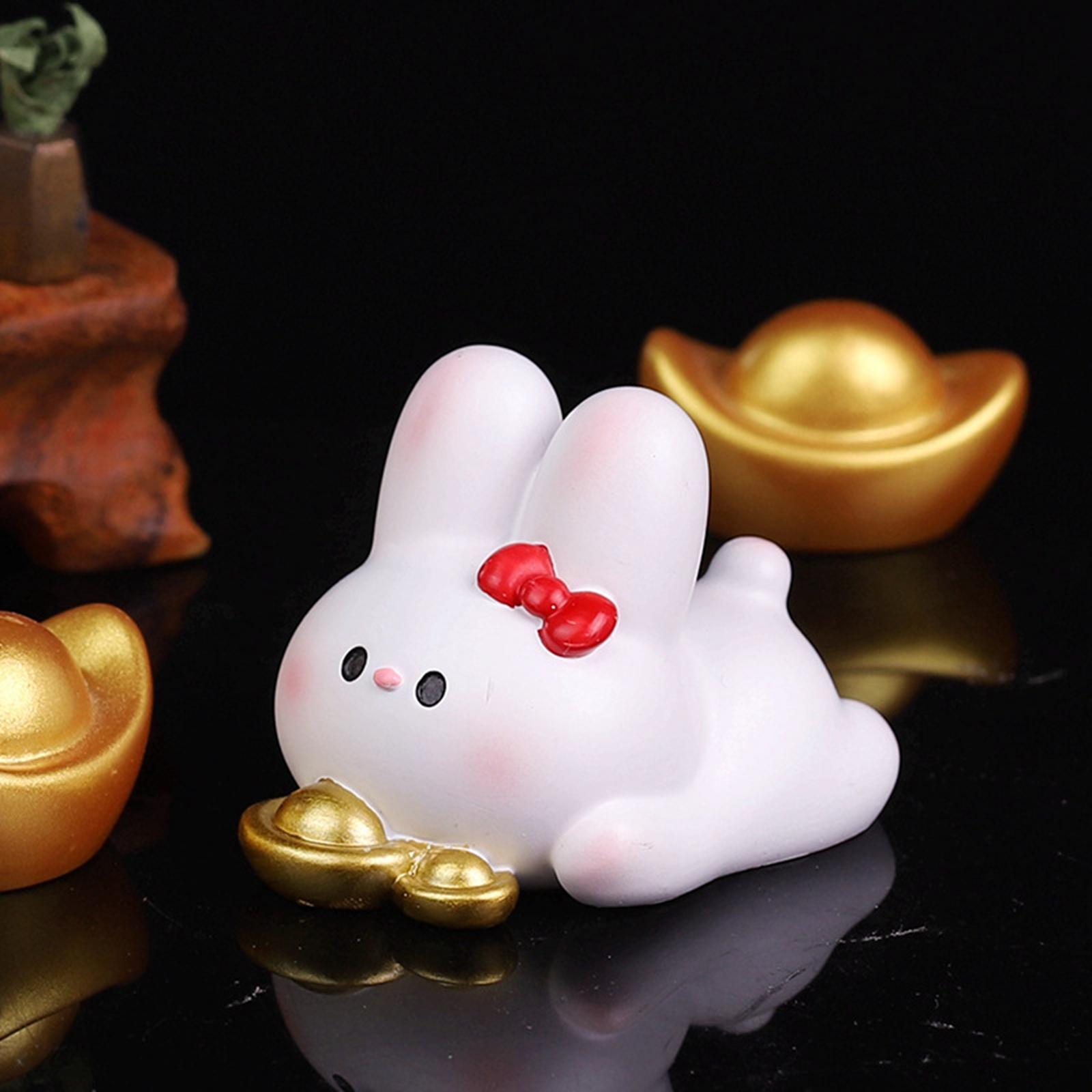 Resin Rabbit Figurine Car Dashboard Home Decor Rabbit Statue