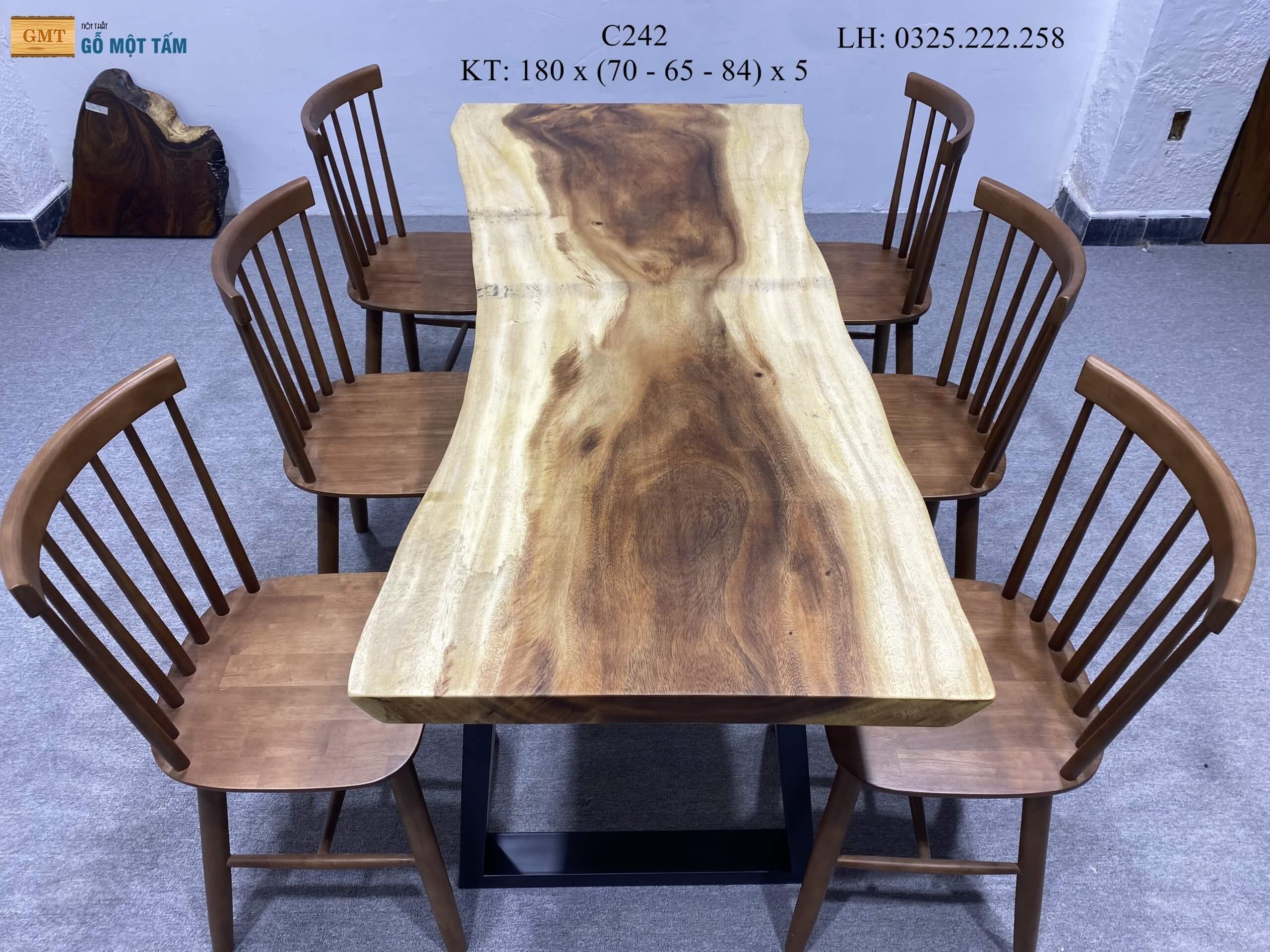 Bàn Sân Vườn Gỗ Me Tây, Bàn Cafe Gỗ Me Tây, Bàn Gỗ Me Tây Nguyên Tấm Dài 1,8m Rộng 84cm Dày 5cm