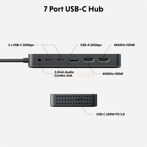 Cổng chuyển đổi HyperDrive Next 7-in-1 USB-C Dual Monitors HD7002GL - Hàng chính hãng