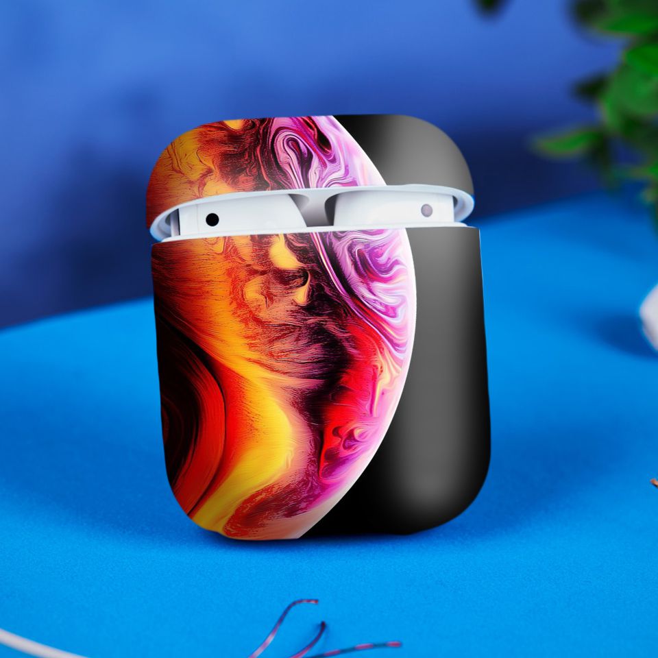 Miếng dán skin chống bẩn cho tai nghe AirPods in hình nền iP X - NeniPX008 (bản không dây 1 và 2