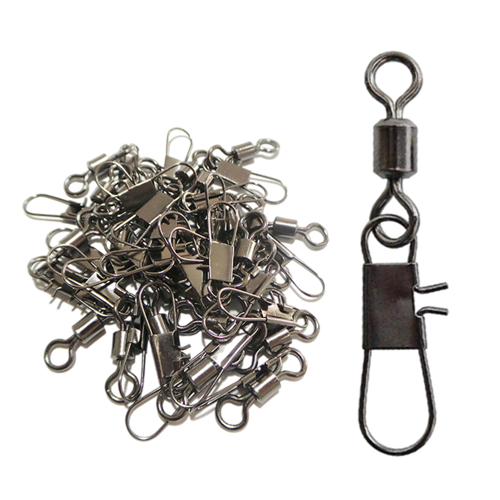 100pcs Fishing Ball Bearing Swivels with Safety Snaps Clip Brass Fishing Swivel for Quick Connect Fishing Lures Line Connector
