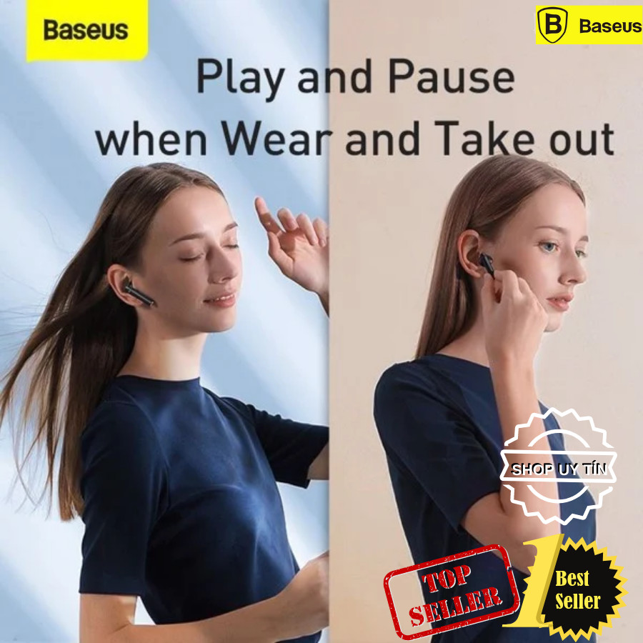 Tai nghe True Wireless Baseus Encok True Wireless Earphones W05 (Bluetooth 5.0, 4h sử dụng liên tục, cảm biến tiệm cận) LV911-WL [Hàng Chính Hãng]