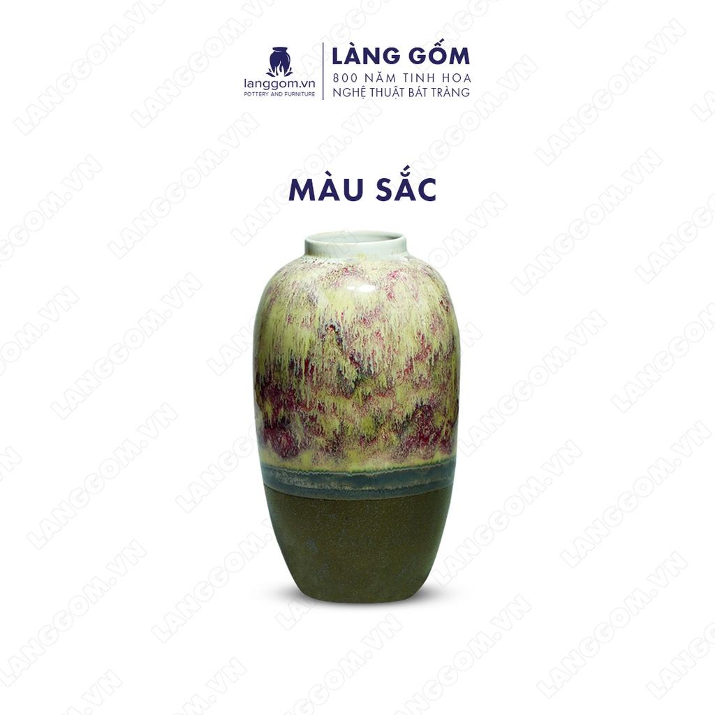 Bình hoa, lọ hoa Gốm sứ Bát Tràng cao cấp Men chảy dáng boom dùng làm quà tặng, trang trí - Làng Gốm Bát Tràng