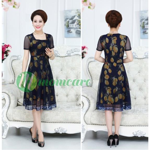 Đầm trung niên cao cấp V10 - Váy nữ lớn tuổi trung tuổi dự tiệc dạ hội sang trọng cho mẹ - Thời trang đẹp U40 U50