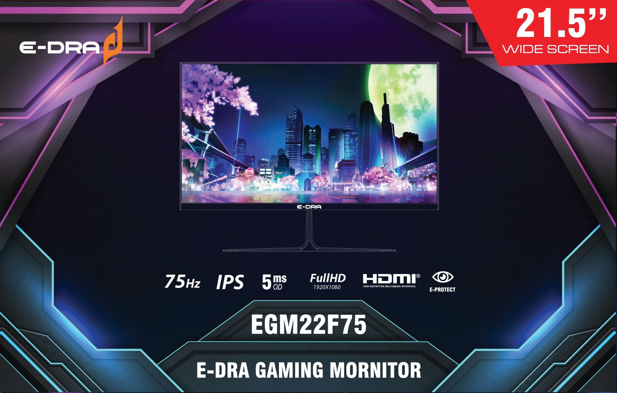 Màn Hình Gaming E-dra EGM22F75 (21.5&quot;/FHD/IPS/75Hz/5ms) - Hàng chính hãng