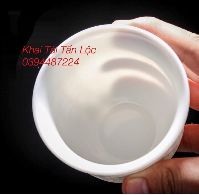 Chén trà , ly trà khắc chữ Bát Nhã Tâm Kinh chìm có hộp quà