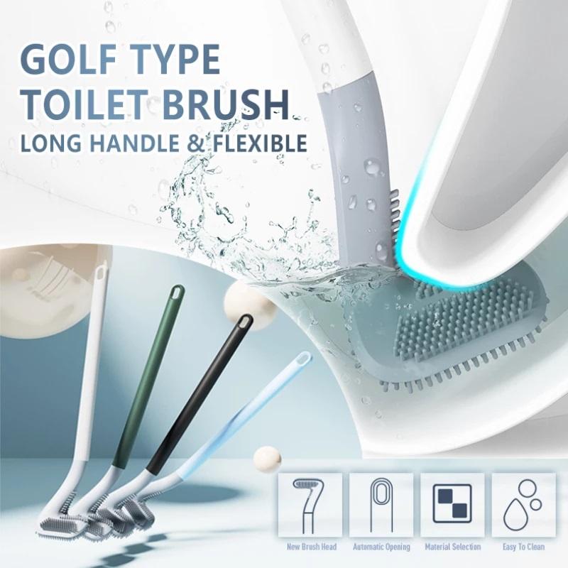 Chổi Cọ Toilet Bồn Cầu nhà tắm Silicon thông minh đầu L cọ sạch sâu, chống xước men sứ