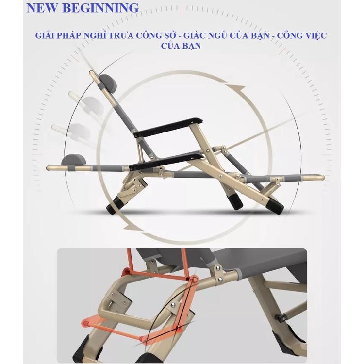 Folding Deck Chair Office Siesta Deck Chair Dual-use Outdoor Household Recliner Lazy Balcony Sun Lounge Chair Multifunctional./ Ghế xếp thư giãn, ghế xếp du lịch, giường gấp văn phòng, nội thất, ghế xếp gọn