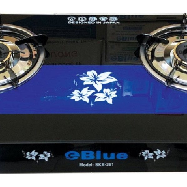 Bếp Gas Đôi Mặt Kính eBlue- (Sen Vàng) EBB261- Hàng Chính Hãng