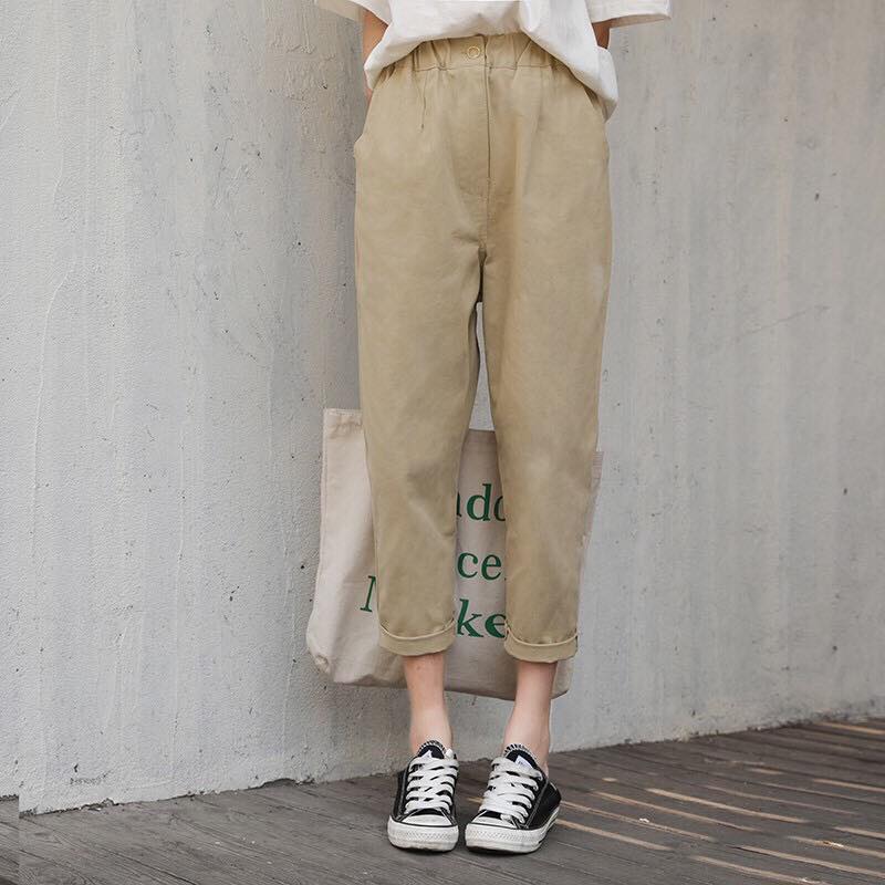 Quần baggy kaki lưng thun dây rút