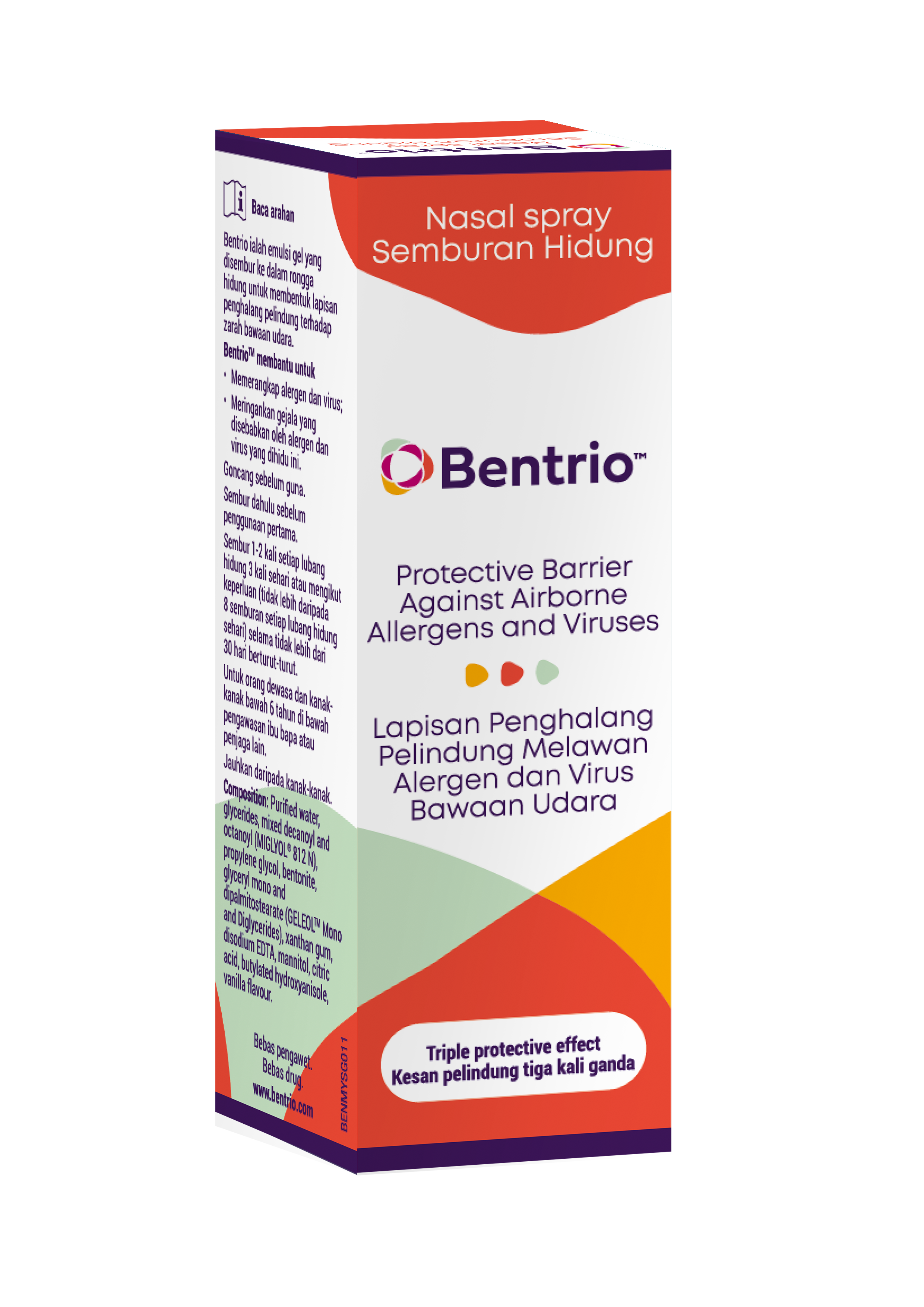 Bình xịt mũi Bentrio Nasal Spray hỗ trợ ngăn ngừa vi khuẩn, bụi bẩn và các tác nhân gây dị ứng trong không khí (20ml/bình)