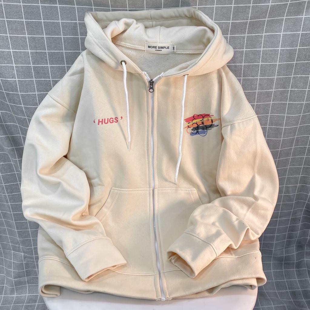 Áo Khoác Hoodie Zip XOXO Form Rộng Vải Nỉ Bông Tay Dài Phong Cách Trẻ Trung Nam Nữ Unisex