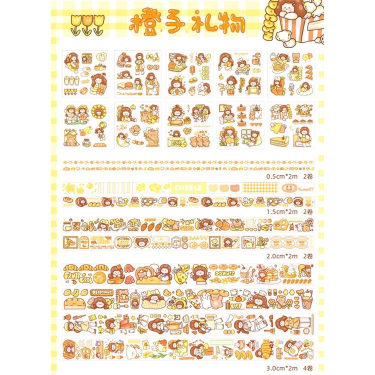Set Washi Tape Sticker Xinh Đáng Yêu Anime Cute Trang Trí Góc Học Tập Vali Mũ Bảo Hiểm Sổ Tay Vở