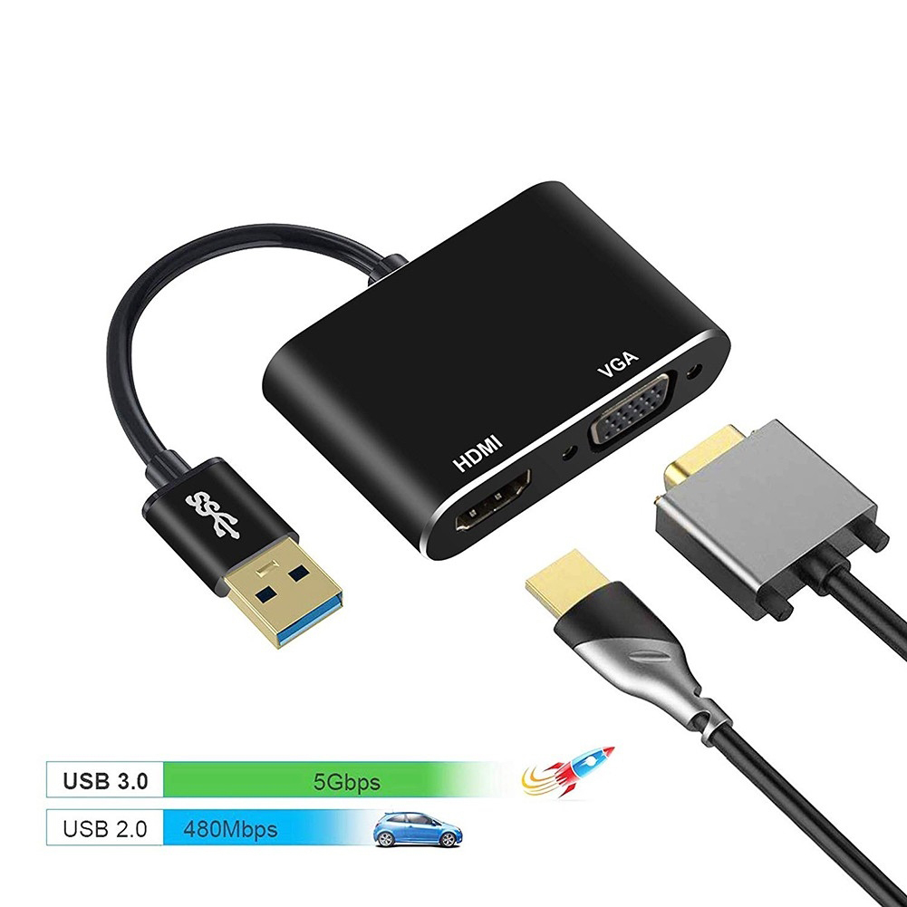 Cáp chuyển USB 3.0 ra HDMI và VGA cùng lúc- UTHV673 cho máy tính window 7/8/10