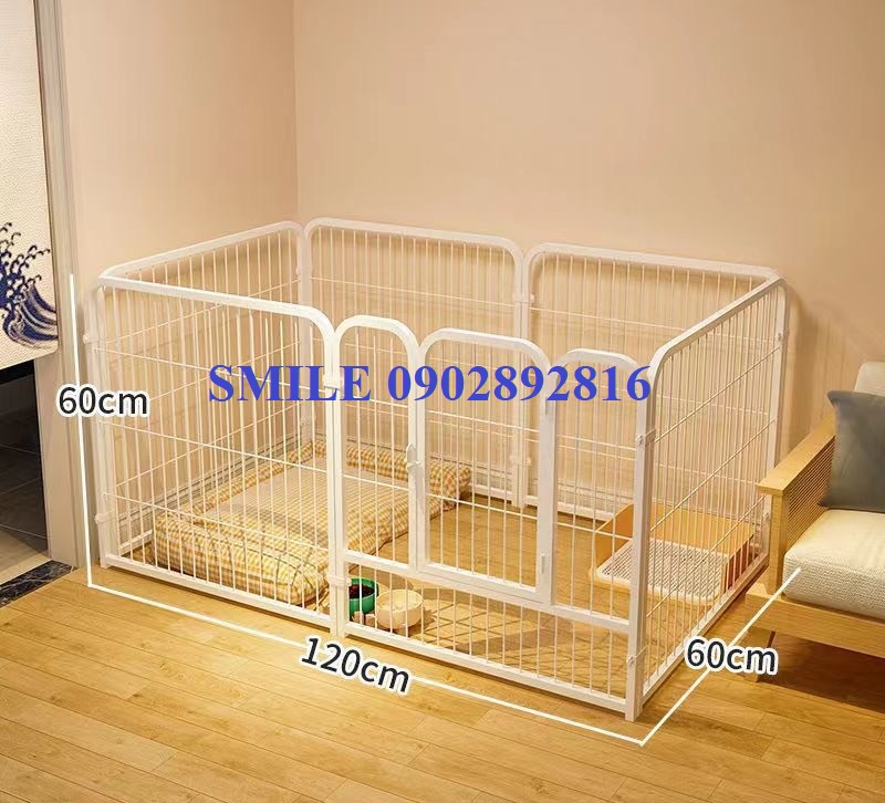 [HÀNG MỚI VỀ] Chuồng Quây Chó Lớn - Nan Ống Cao Cấp - Gồm 6 Tấm Ghép 60&amp;60cm - Trắng, Đen