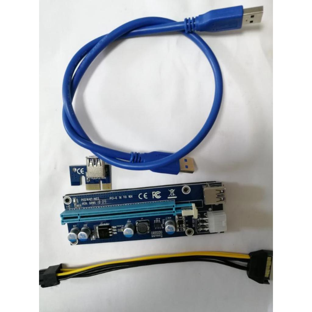 2x60cm PCI-E Riser Card 009S 1x to 16x Extender Adapter USB 3.0 Cable