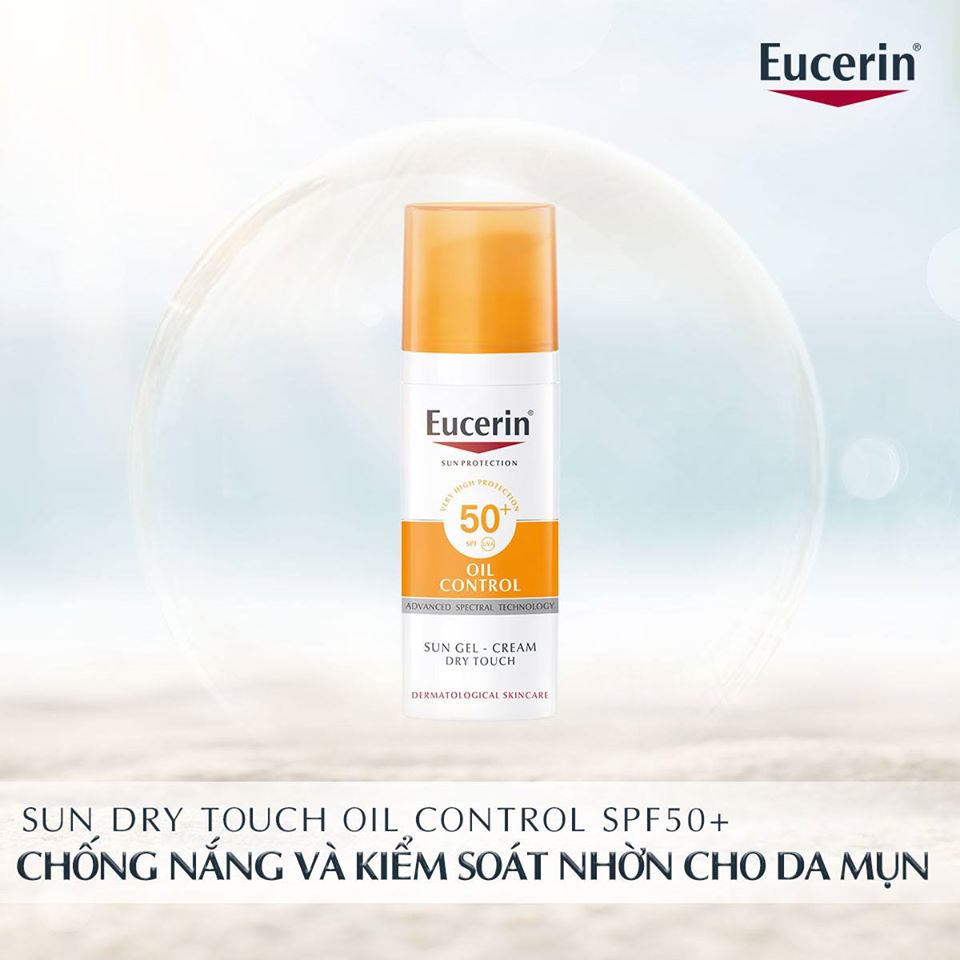 Gel chống nắng cho da dầu mụn Eucerin Sun Dry Touch Acne Oil Control Gel-cream SPF50+ 50ml (Nhập khẩu)